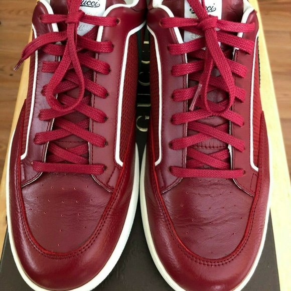 Gucci 83 Red Lace Up Leather Sneakers 8.5G Worn 1X PRICE DROP! - Picture 1 of 10